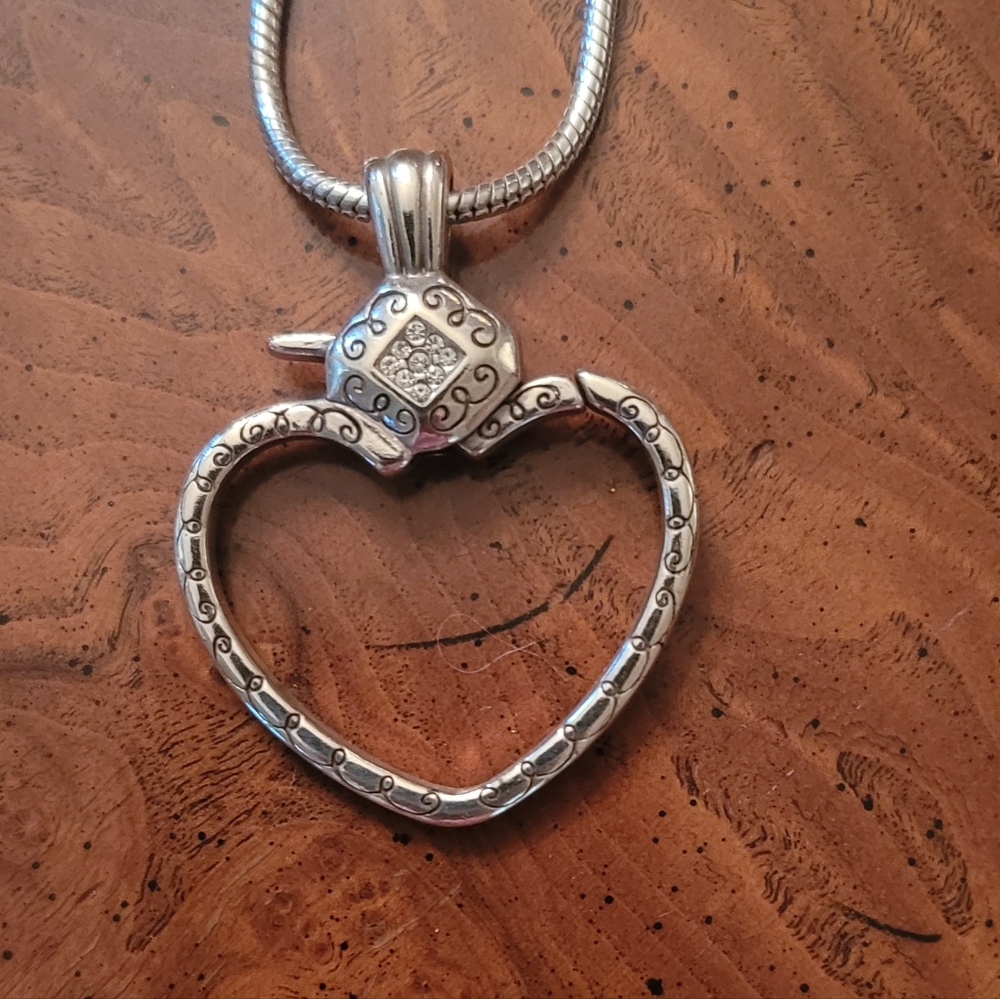 Brighton Silver Heart Necklace with Intricate Detailing